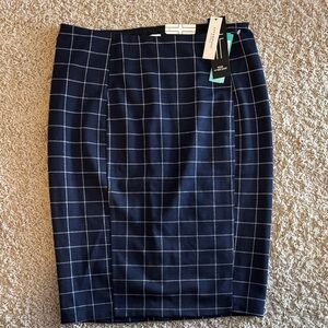 Liverpool Navy and White Grid Pencil Skirt